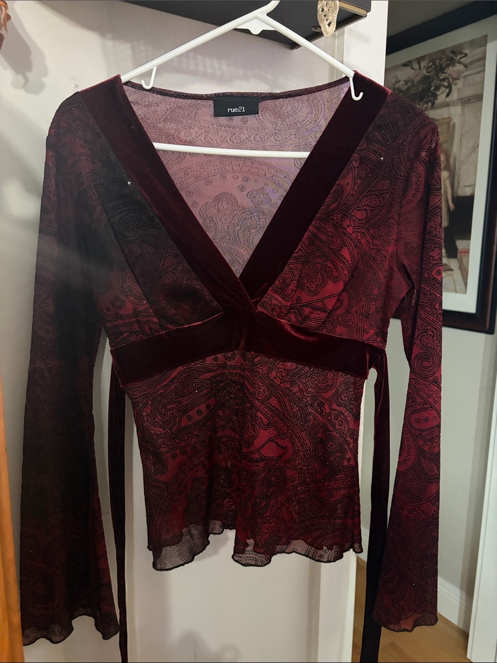 vintage y2k rue21 long sleeve babydoll type top